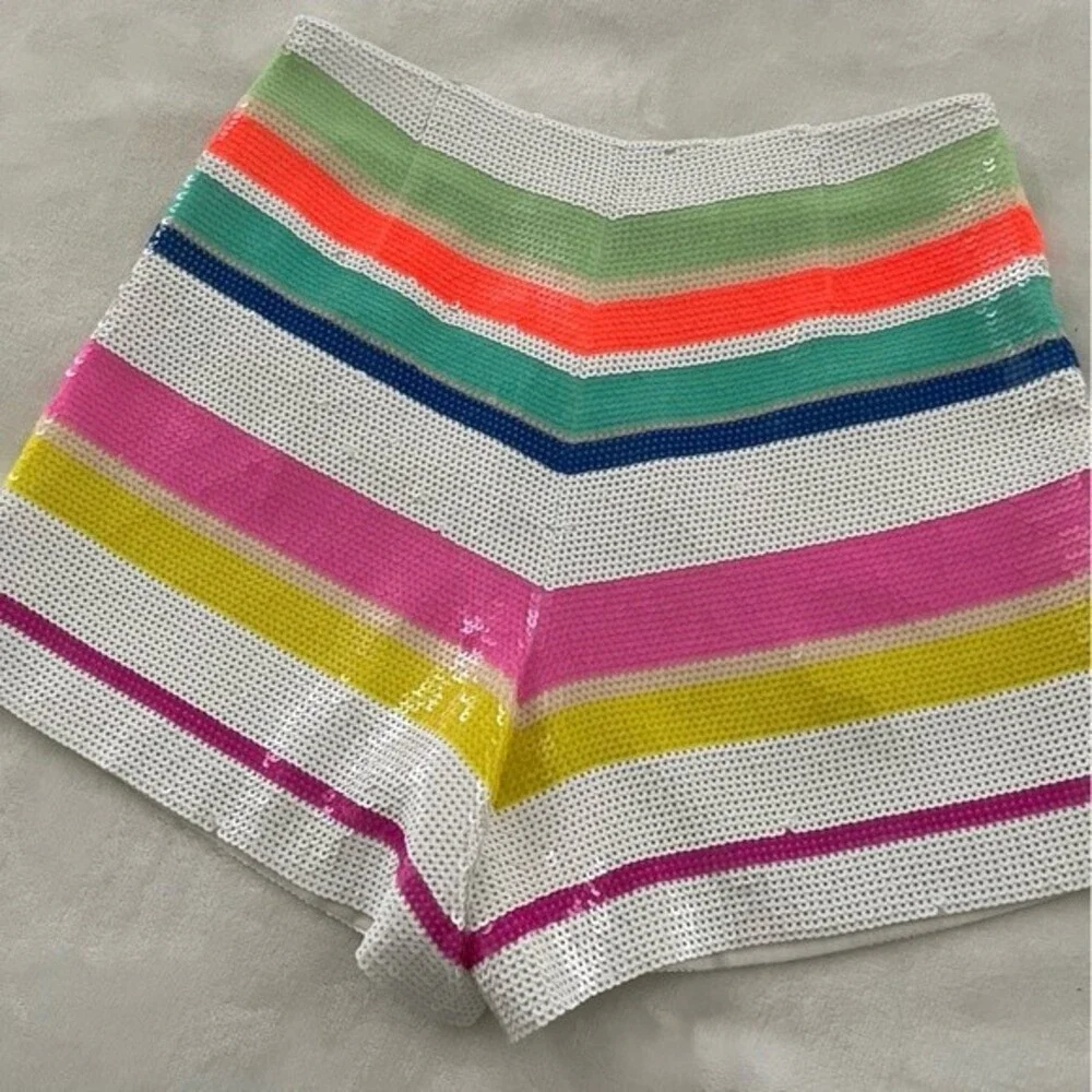 Kate Spade Cape Stripe Sequin Shorts, Multicolor, Size 0 NWOT